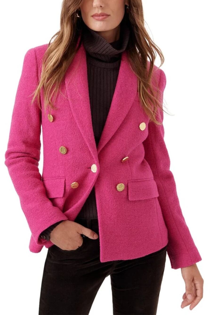 J. McLaughlin Genevieve Wool Blend Blazer Jacket Fuchsia Pink Size 8 Corpcore